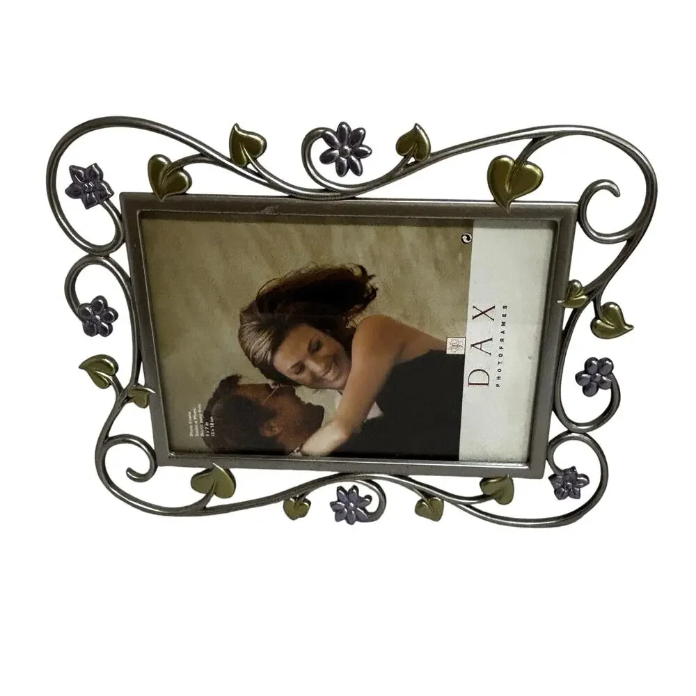 Vintage inspired Dax photo frame Art Nouveau style free standing silvertone